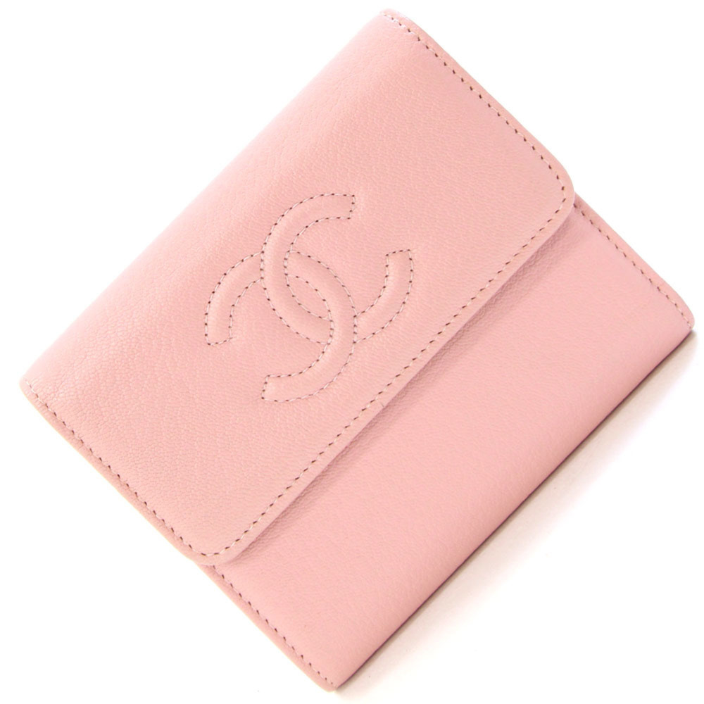 Chanel Pink Leather Logo Wallet